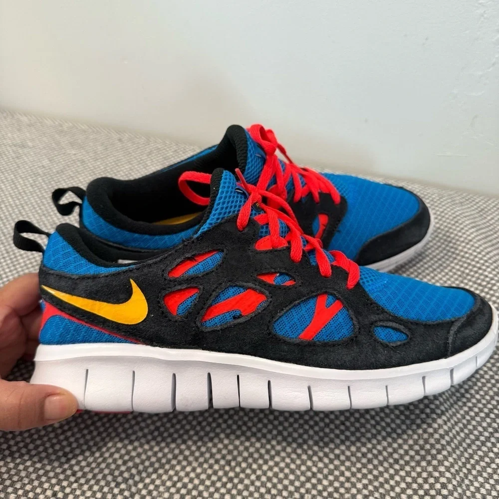 Unisex Nike Youth Free Run 2 Running Shoes Blue Orange Dx1788-001 Size 7Y
